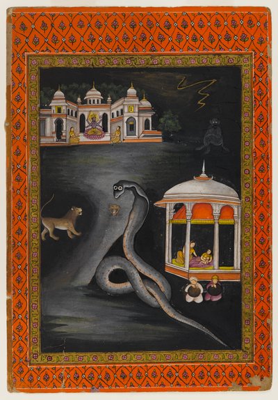 Krishna trasportato attraverso il fiume da Indian School
